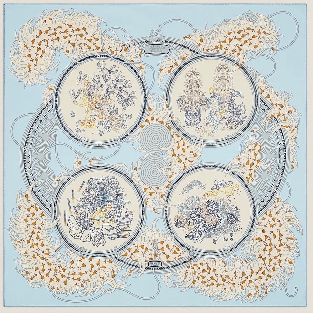 Hermes Blue and Cream Scarf